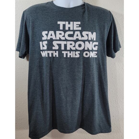Gildan Dark Gray White The Sarcasm Is Strong In This One Graphic Shirt Large - Picture 1 of 5